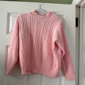 Alexis Reed pink cable knit sweater